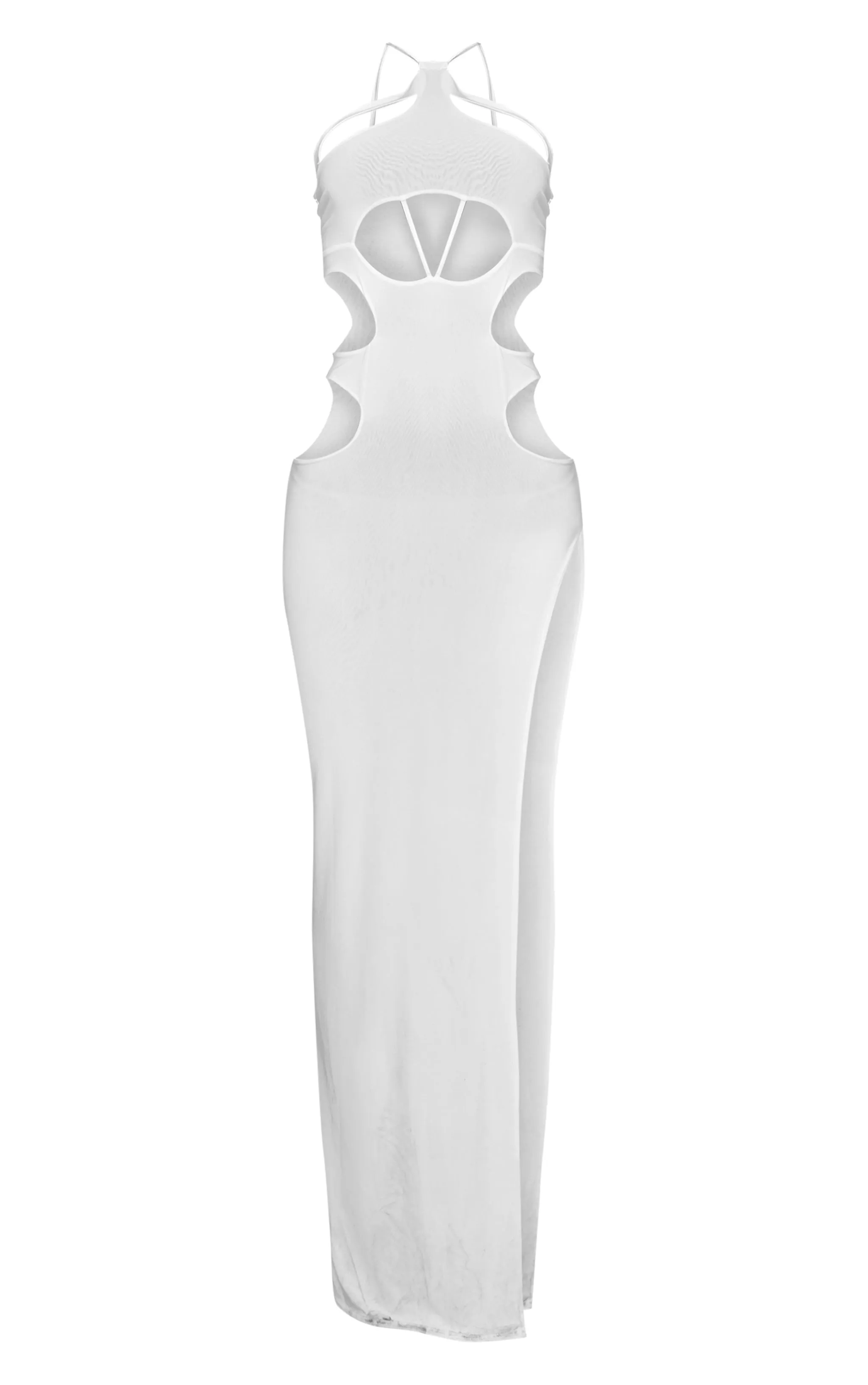 White Slinky Halter Neck Extreme Cut Out Maxi Dress sold by Pretty Little Thing product image thumbnail 5
