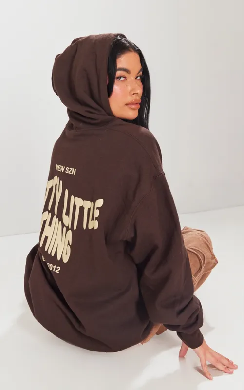 Mocha PrettyLittleThing Puff Back Printed Hoodie sold by Pretty Little Thing