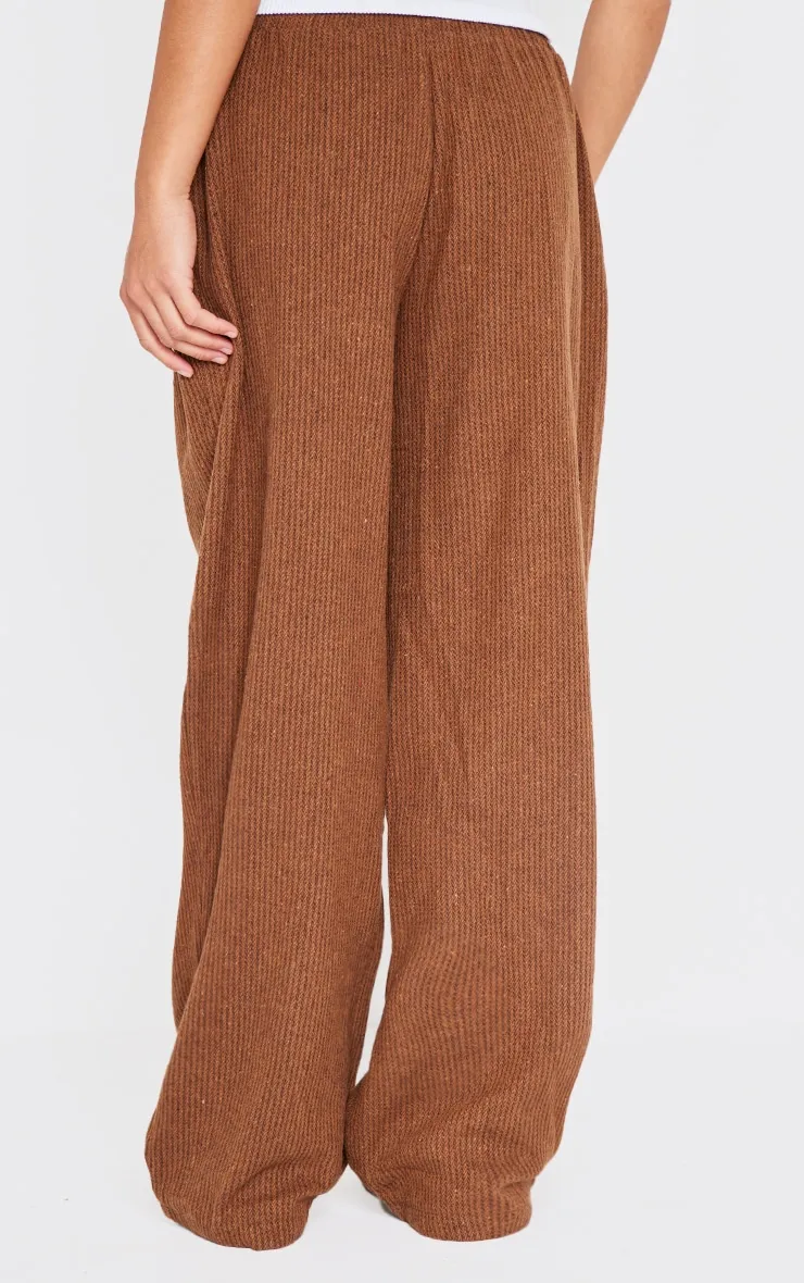 Brown Textured Low Rise Drawstring Straight Leg Trousers sold by Pretty Little Thing product image thumbnail 3