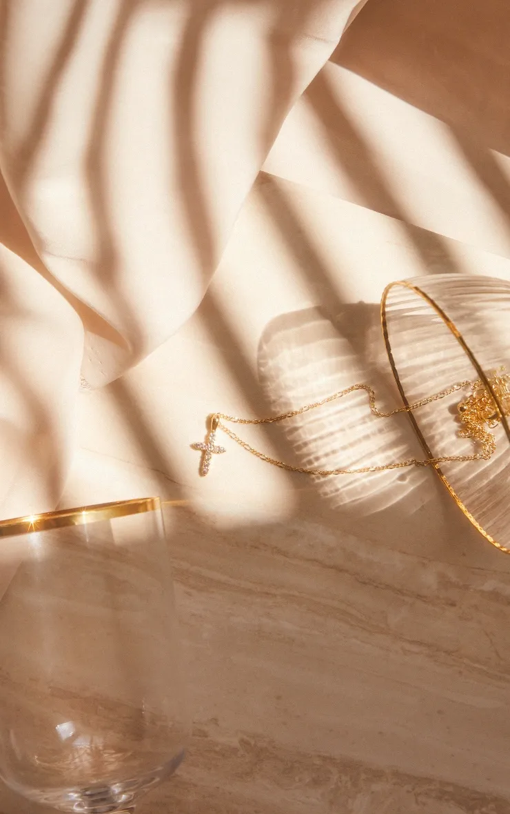 Real Gold Plated Diamante Cross Necklace sold by Pretty Little Thing product image thumbnail 2
