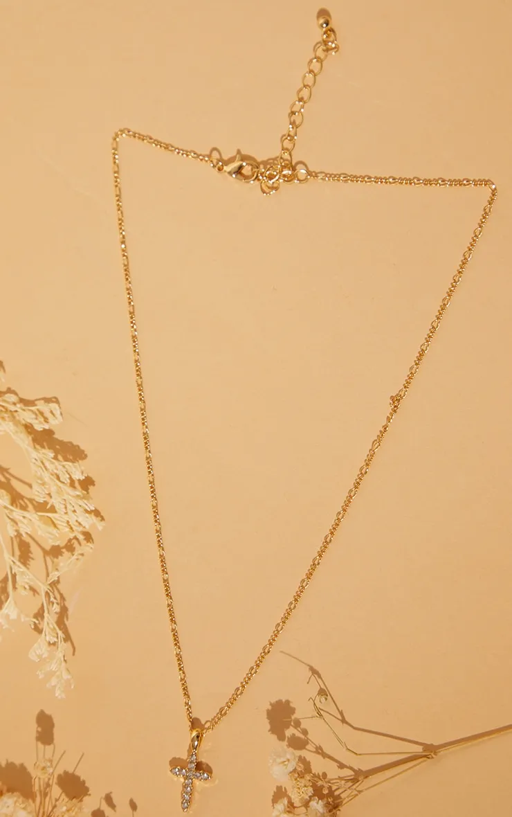 Real Gold Plated Diamante Cross Necklace sold by Pretty Little Thing product image thumbnail 3