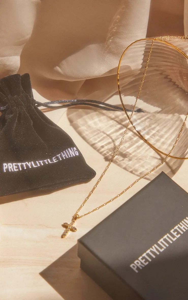 Real Gold Plated Diamante Cross Necklace sold by Pretty Little Thing product image thumbnail 4