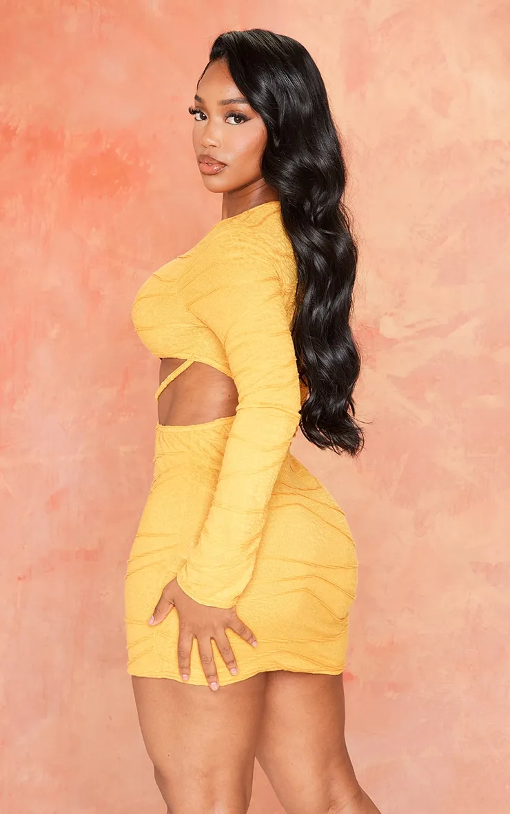 Shape Orange Textured Jersey Cut Out Bodycon Dress sold by Pretty Little Thing product image thumbnail 2