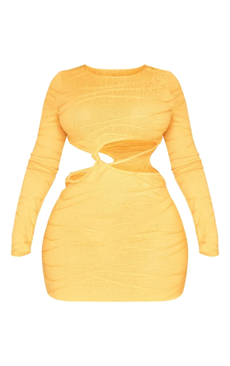 Shape Orange Textured Jersey Cut Out Bodycon Dress sold by Pretty Little Thing product image thumbnail 5