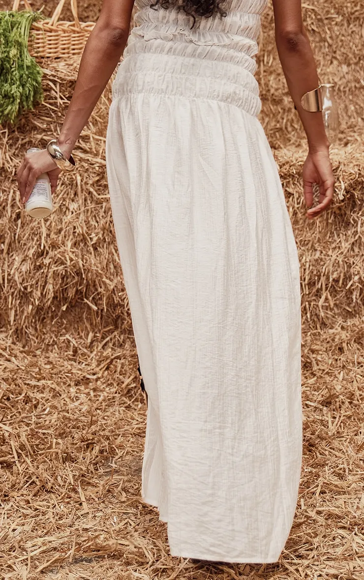 Cream Shirred Split Hem Maxi Skirt sold by Pretty Little Thing product image thumbnail 3