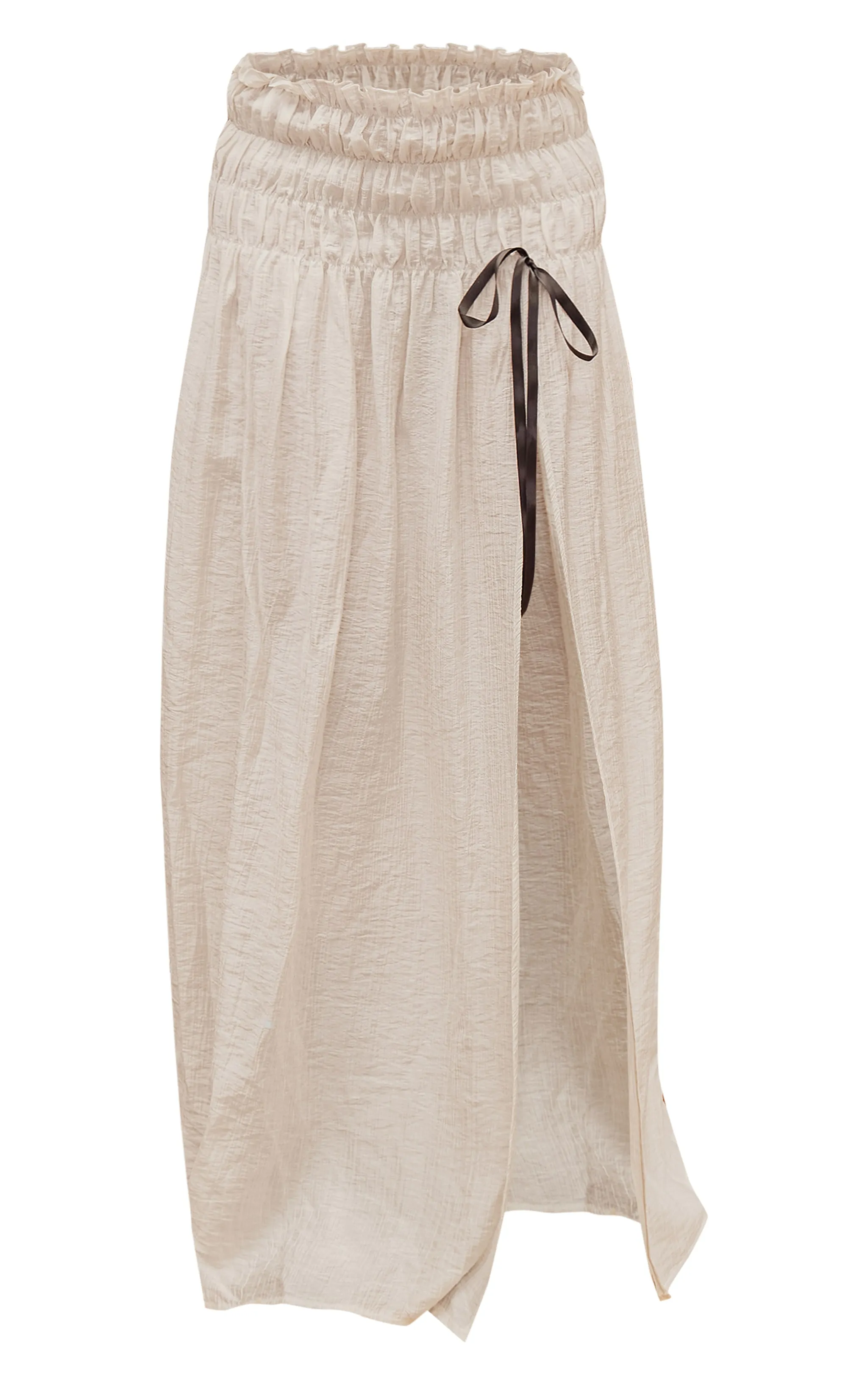 Cream Shirred Split Hem Maxi Skirt sold by Pretty Little Thing product image thumbnail 5