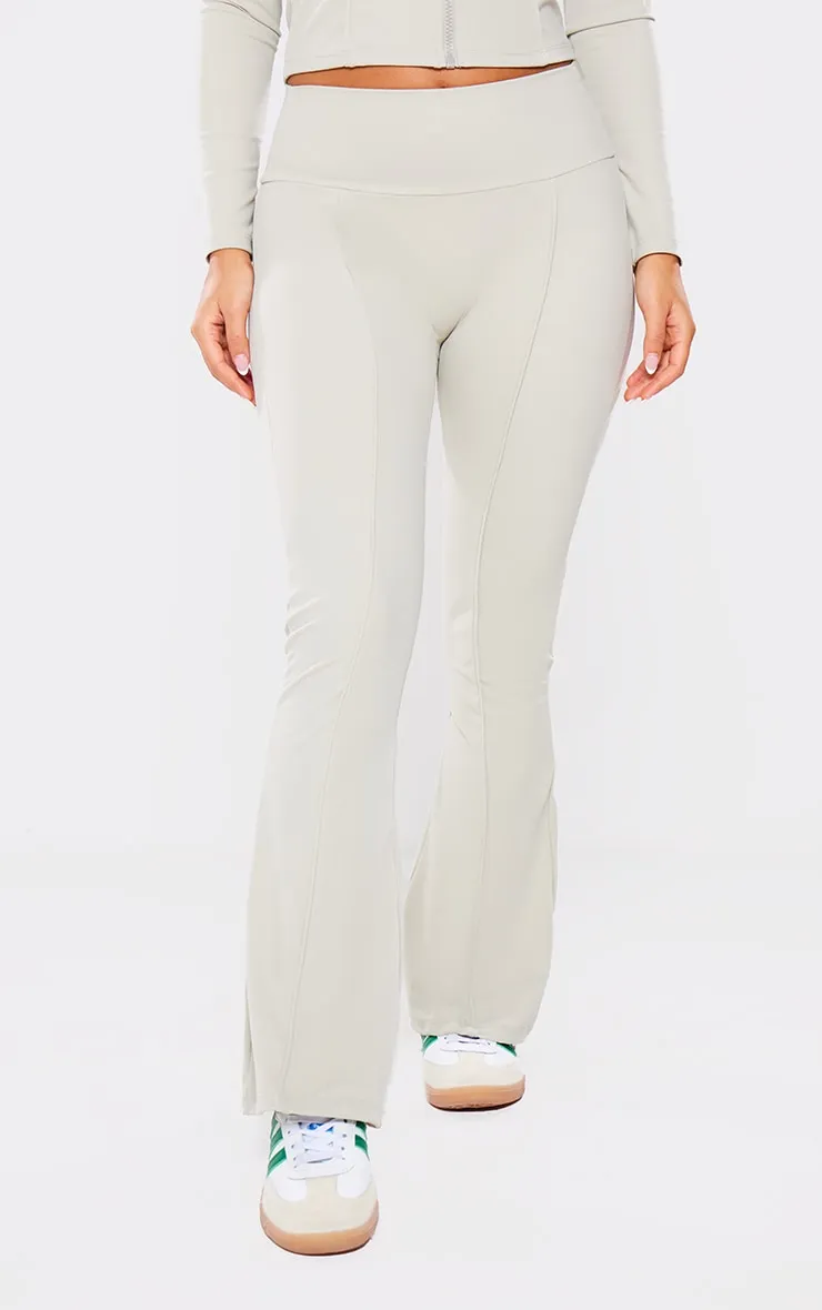 Petite Pale Khaki Contour Sculpt Seam Detail Flared Trousers sold by Pretty Little Thing product image thumbnail 2