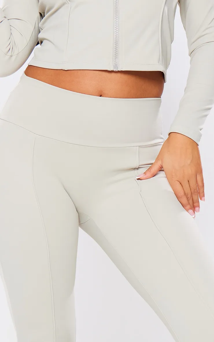 Petite Pale Khaki Contour Sculpt Seam Detail Flared Trousers sold by Pretty Little Thing product image thumbnail 4