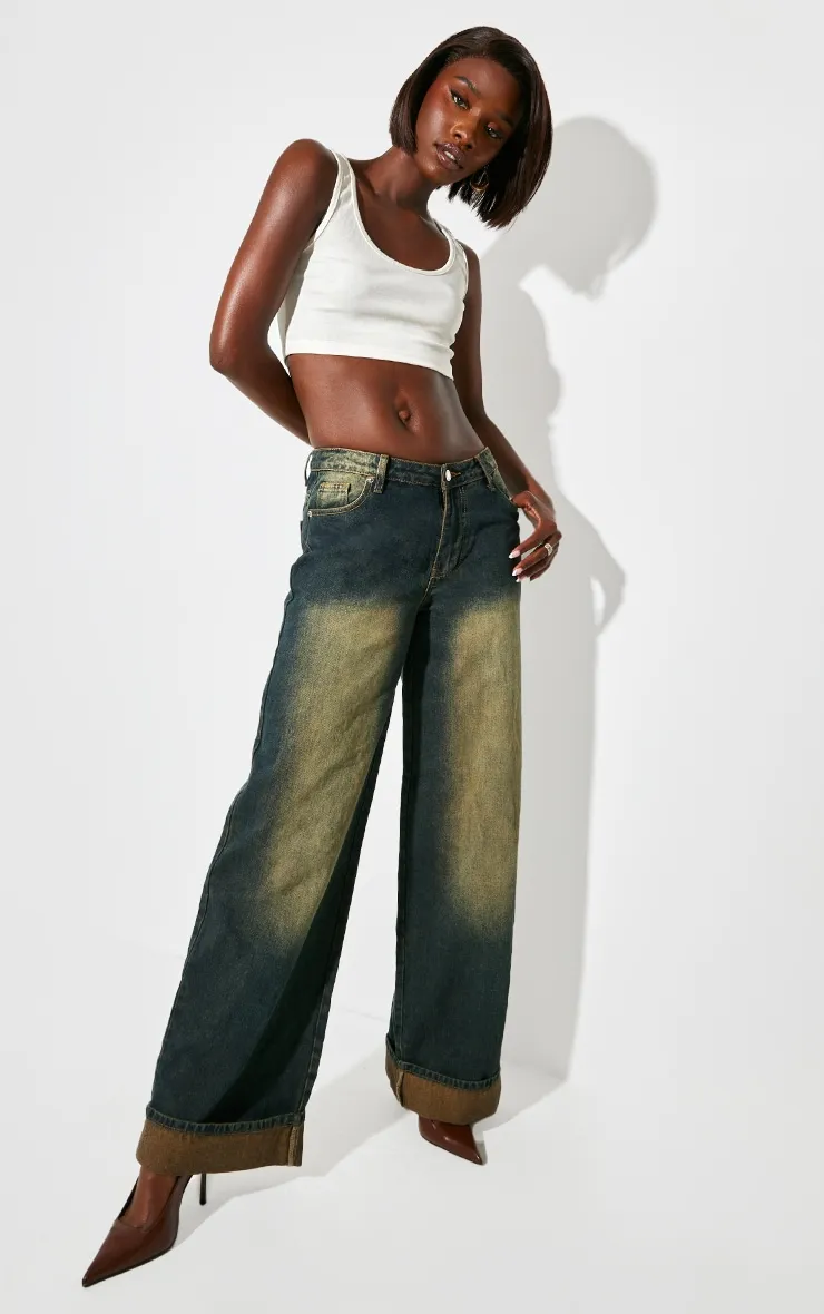 Tall Vintage Bleach Wash Low Rise Turn Up Hem Wide Leg Jeans sold by Pretty Little Thing