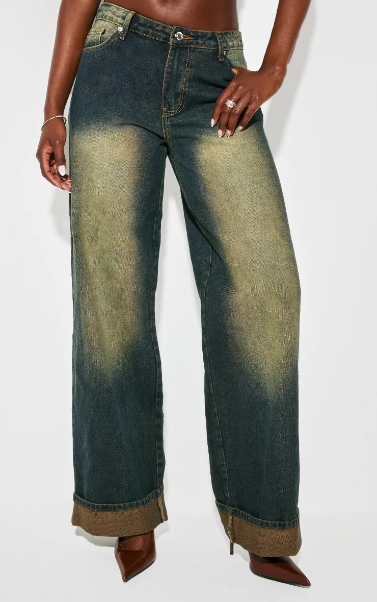 Tall Vintage Bleach Wash Low Rise Turn Up Hem Wide Leg Jeans sold by Pretty Little Thing product image thumbnail 2