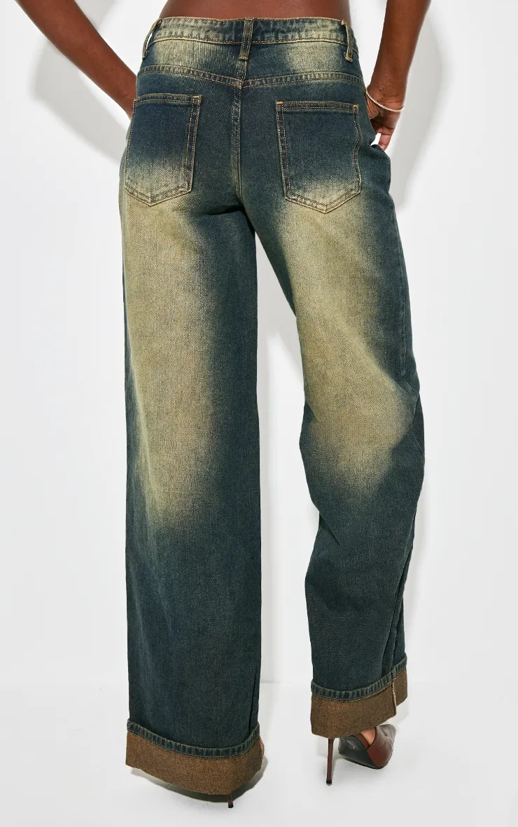 Tall Vintage Bleach Wash Low Rise Turn Up Hem Wide Leg Jeans sold by Pretty Little Thing product image thumbnail 3