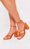 Orange PU Round Toe Multi Strap Block Heeled Sandals sold by Pretty Little Thing
