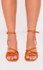 Orange PU Round Toe Multi Strap Block Heeled Sandals sold by Pretty Little Thing