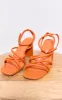Orange PU Round Toe Multi Strap Block Heeled Sandals sold by Pretty Little Thing