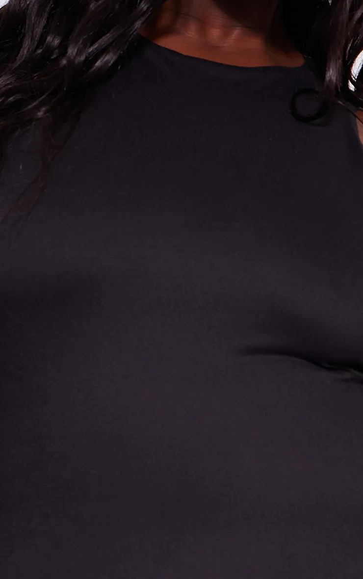 Plus Black Double Contour Racer Neck Bodycon Dress sold by Pretty Little Thing product image thumbnail 4
