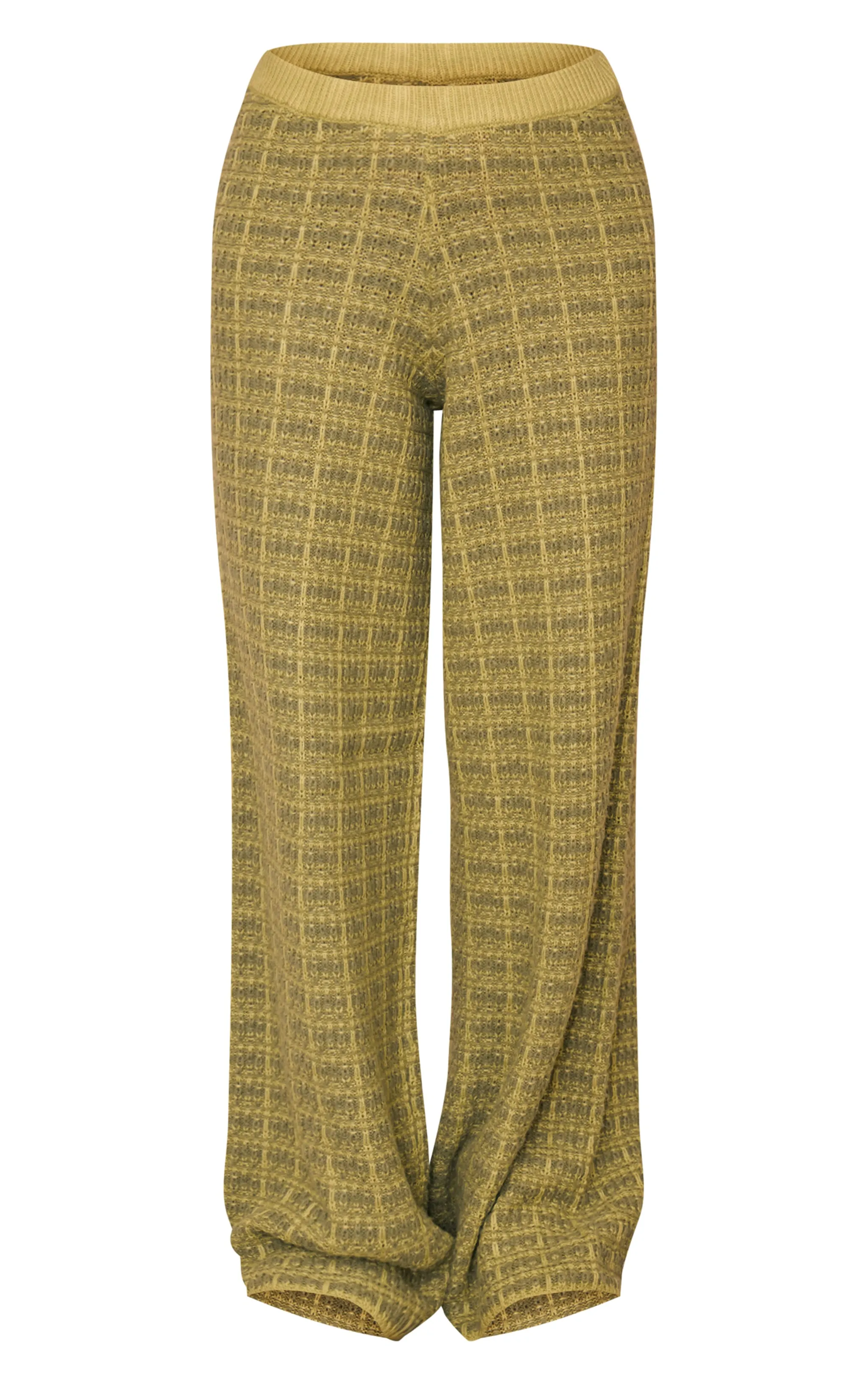 Olive Boucle Knit Wide Leg Trousers sold by Pretty Little Thing product image thumbnail 5