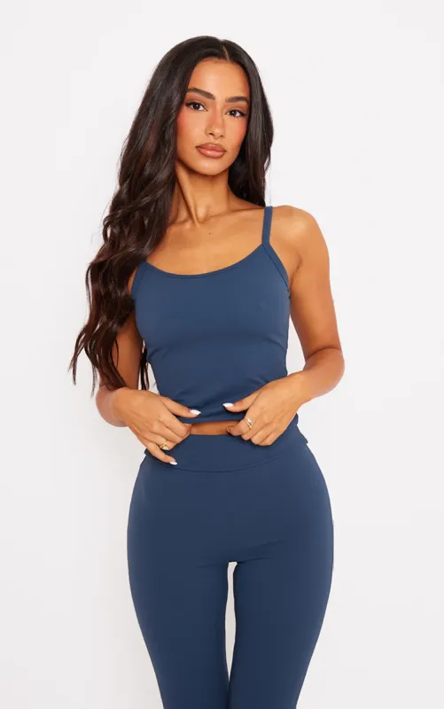 Petite Midnight Blue Contour Sculpt Cami Strap Crop Top sold by Pretty Little Thing