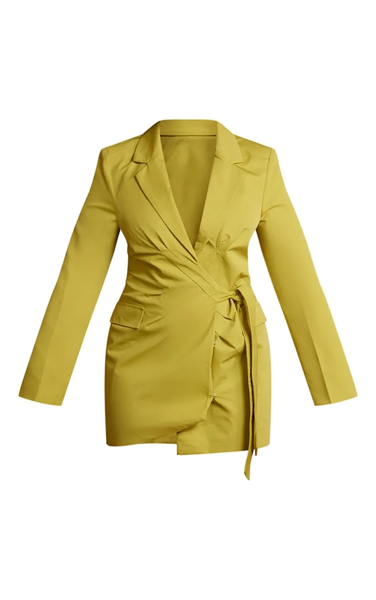 Plus Chartreuse Plunge Tie Side Blazer Dress sold by Pretty Little Thing product image thumbnail 5