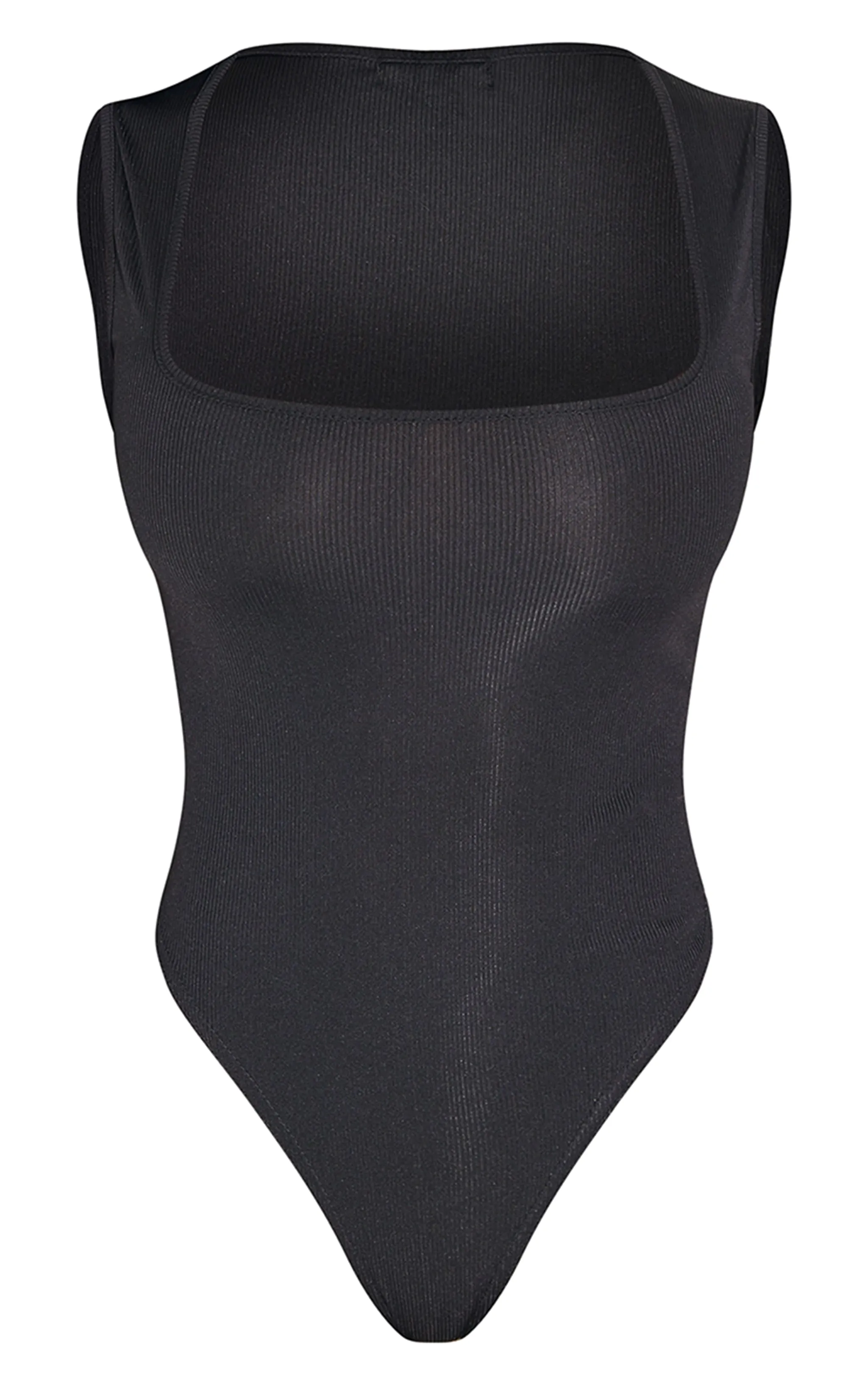Shape Black Ribbed Square Neck Sleeveless Bodysuit sold by Pretty Little Thing product image thumbnail 5