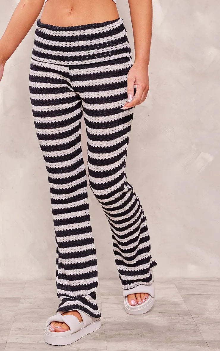 Black Textured Jersey Fold Over Waist Flares sold by Pretty Little Thing product image thumbnail 2