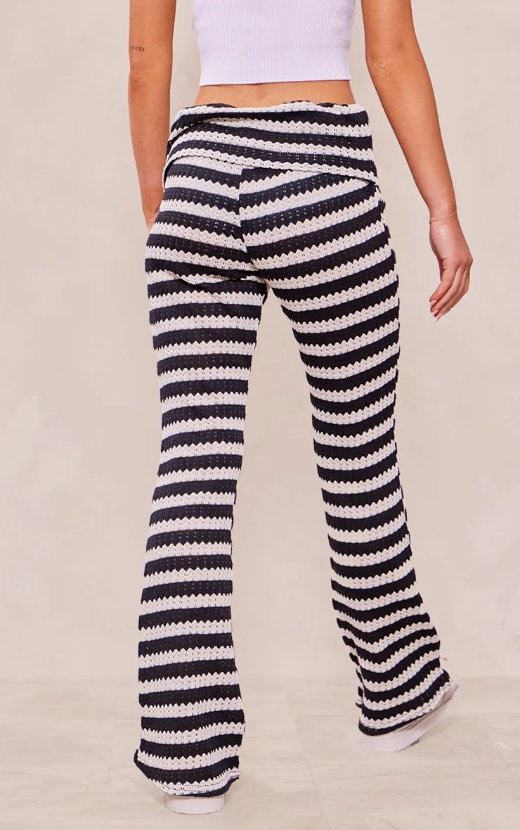 Black Textured Jersey Fold Over Waist Flares sold by Pretty Little Thing product image thumbnail 3