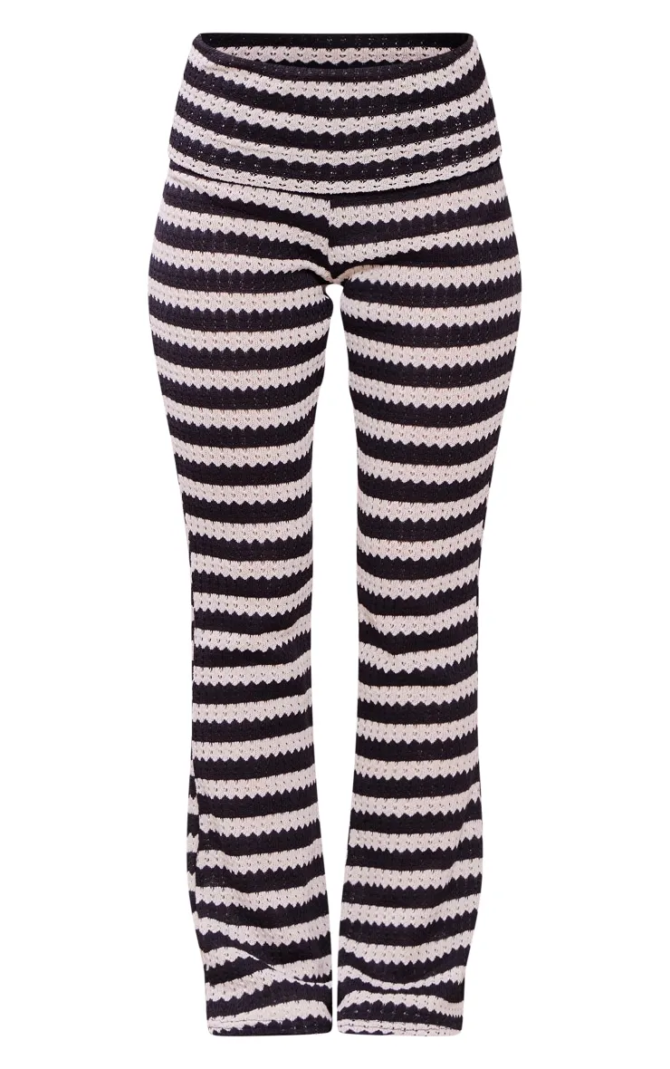 Black Textured Jersey Fold Over Waist Flares sold by Pretty Little Thing product image thumbnail 5