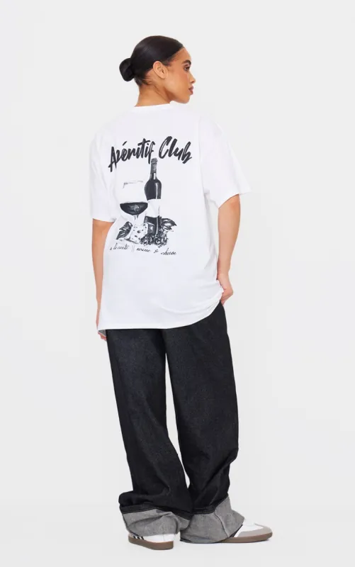 White Aperitif Club Back Oversized Tee sold by Pretty Little Thing