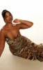 Plus Multi Abstract Snake Print Double Layer Mesh Cowl Midi Dress sold by Pretty Little Thing