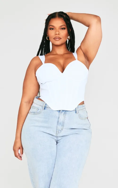 Plus White Bandage Dip Hem Bust Cup Corset sold by Pretty Little Thing