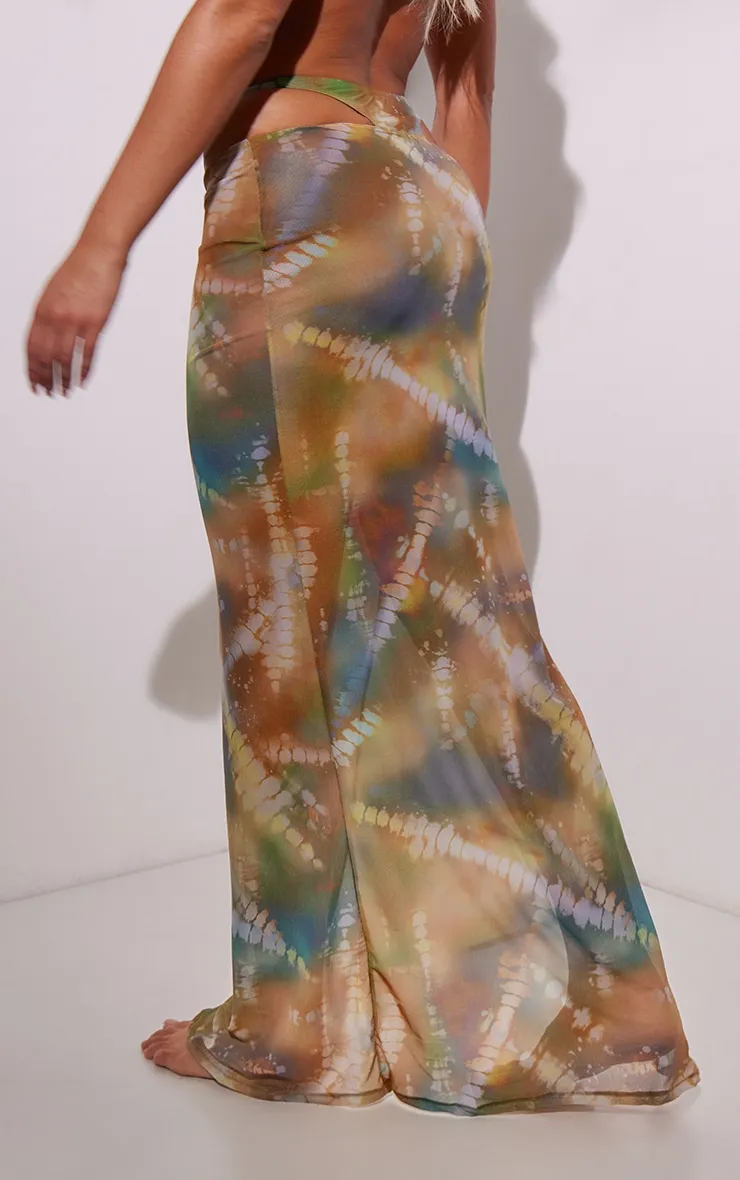 Multi Abstract Print Mesh Maxi Beach Skirt sold by Pretty Little Thing product image thumbnail 3