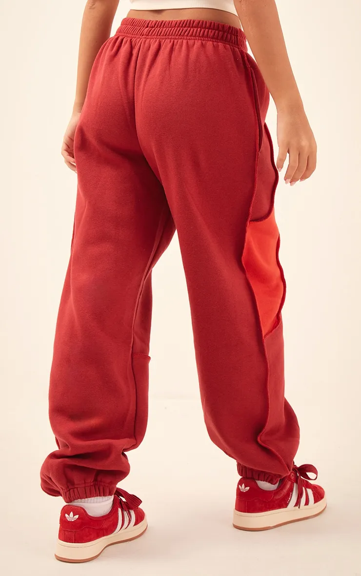 Red Colour Block Sweat Cuffed Oversized Joggers sold by Pretty Little Thing product image thumbnail 3