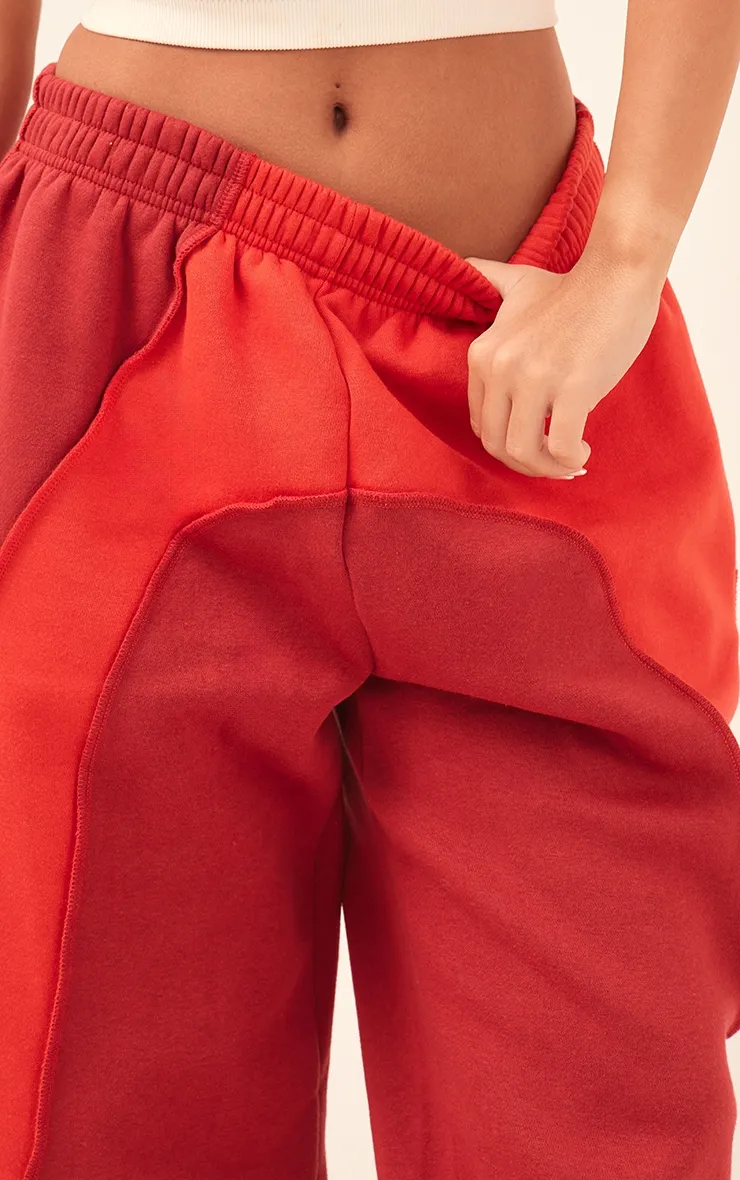 Red Colour Block Sweat Cuffed Oversized Joggers sold by Pretty Little Thing product image thumbnail 4