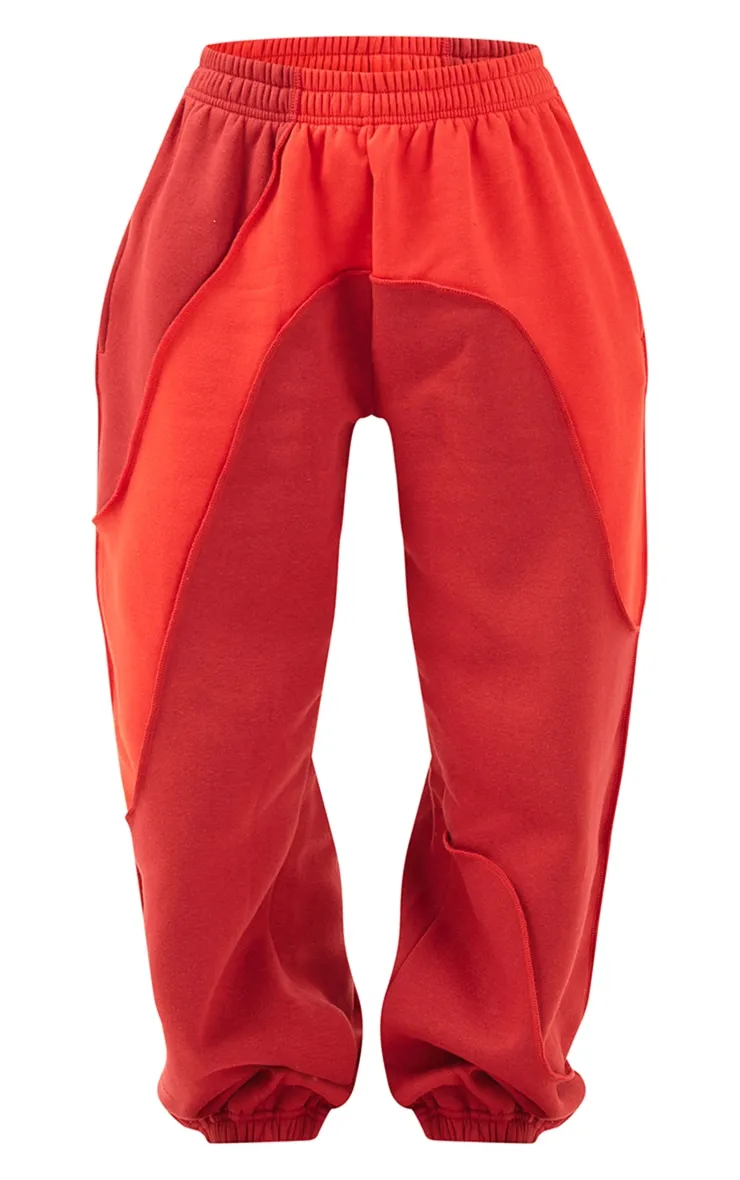 Red Colour Block Sweat Cuffed Oversized Joggers sold by Pretty Little Thing product image thumbnail 5