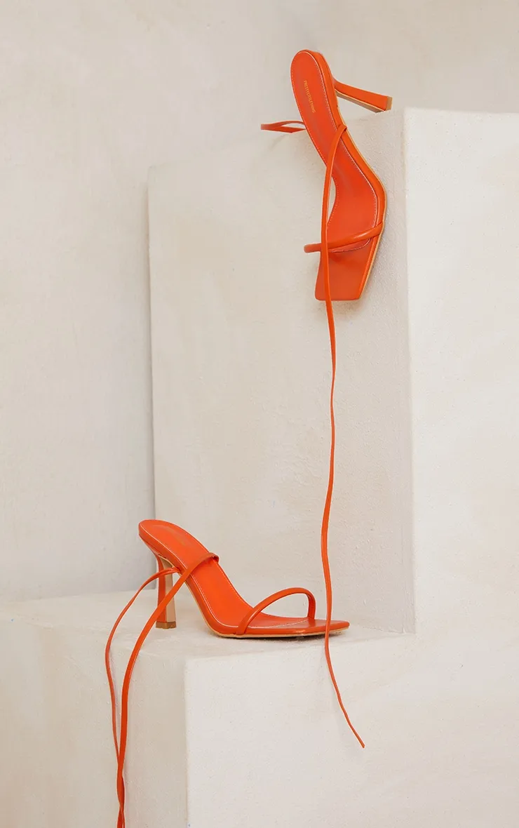 Orange Wide Fit Barely There Buckle Strap Mid Heeled Sandals sold by Pretty Little Thing product image thumbnail 3