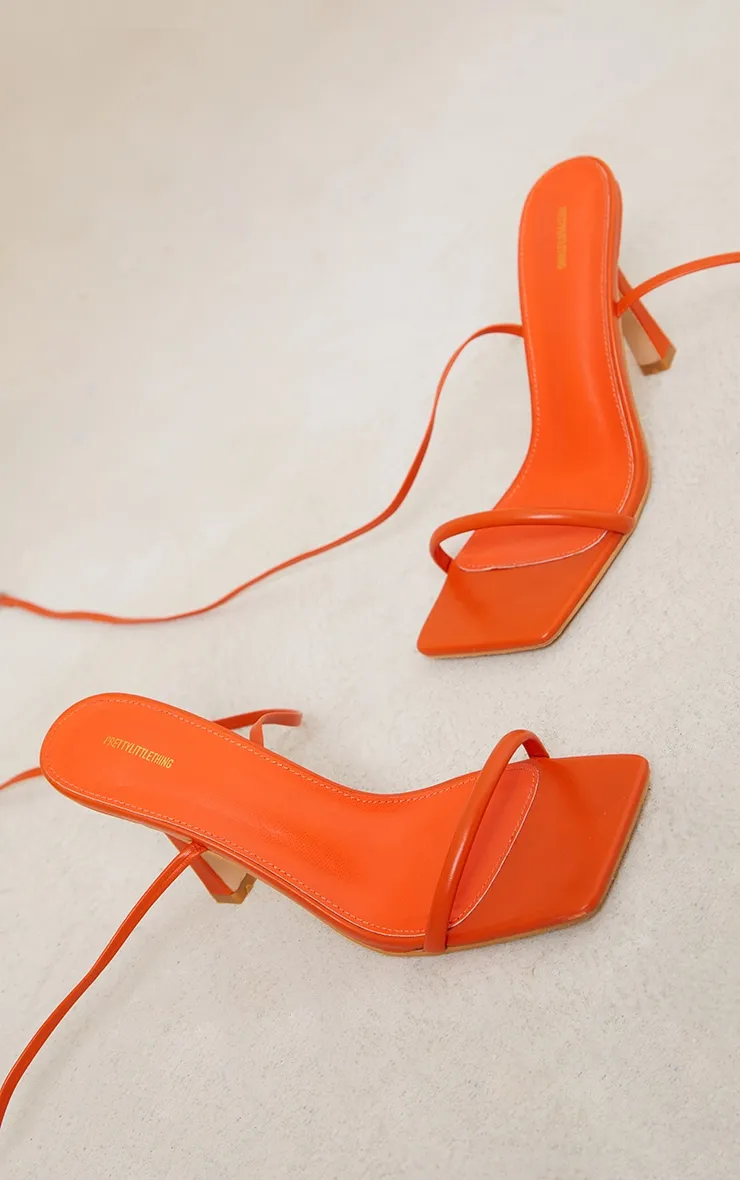 Orange Wide Fit Barely There Buckle Strap Mid Heeled Sandals sold by Pretty Little Thing product image thumbnail 4