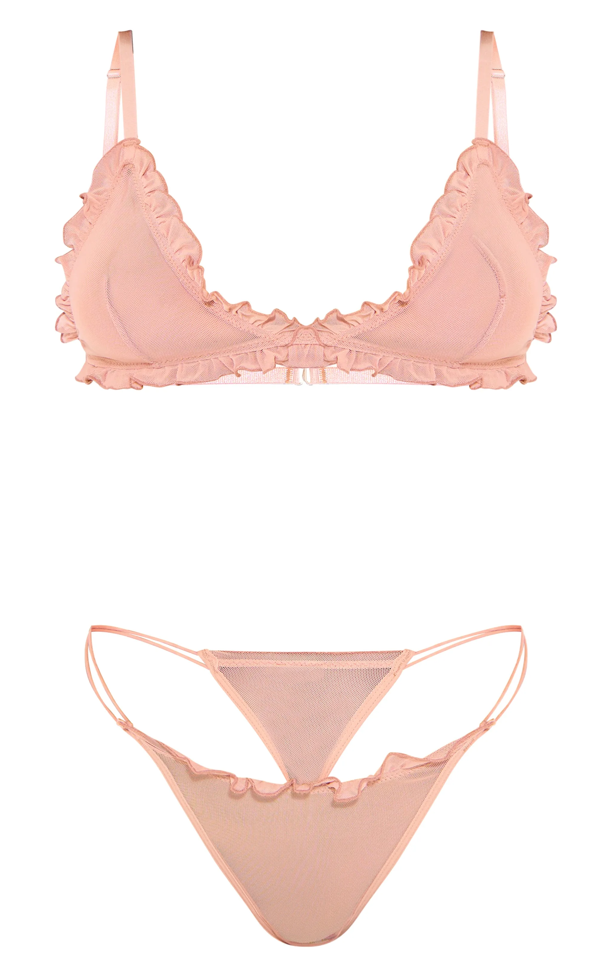Nude Mesh Frill Lingerie Set sold by Pretty Little Thing product image thumbnail 5