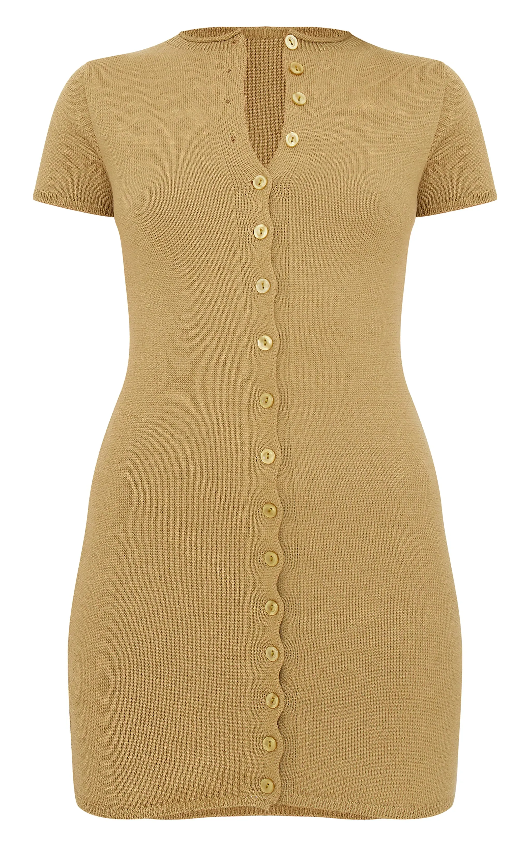 Khaki Soft Knit Button Through Mini Dress sold by Pretty Little Thing product image thumbnail 5