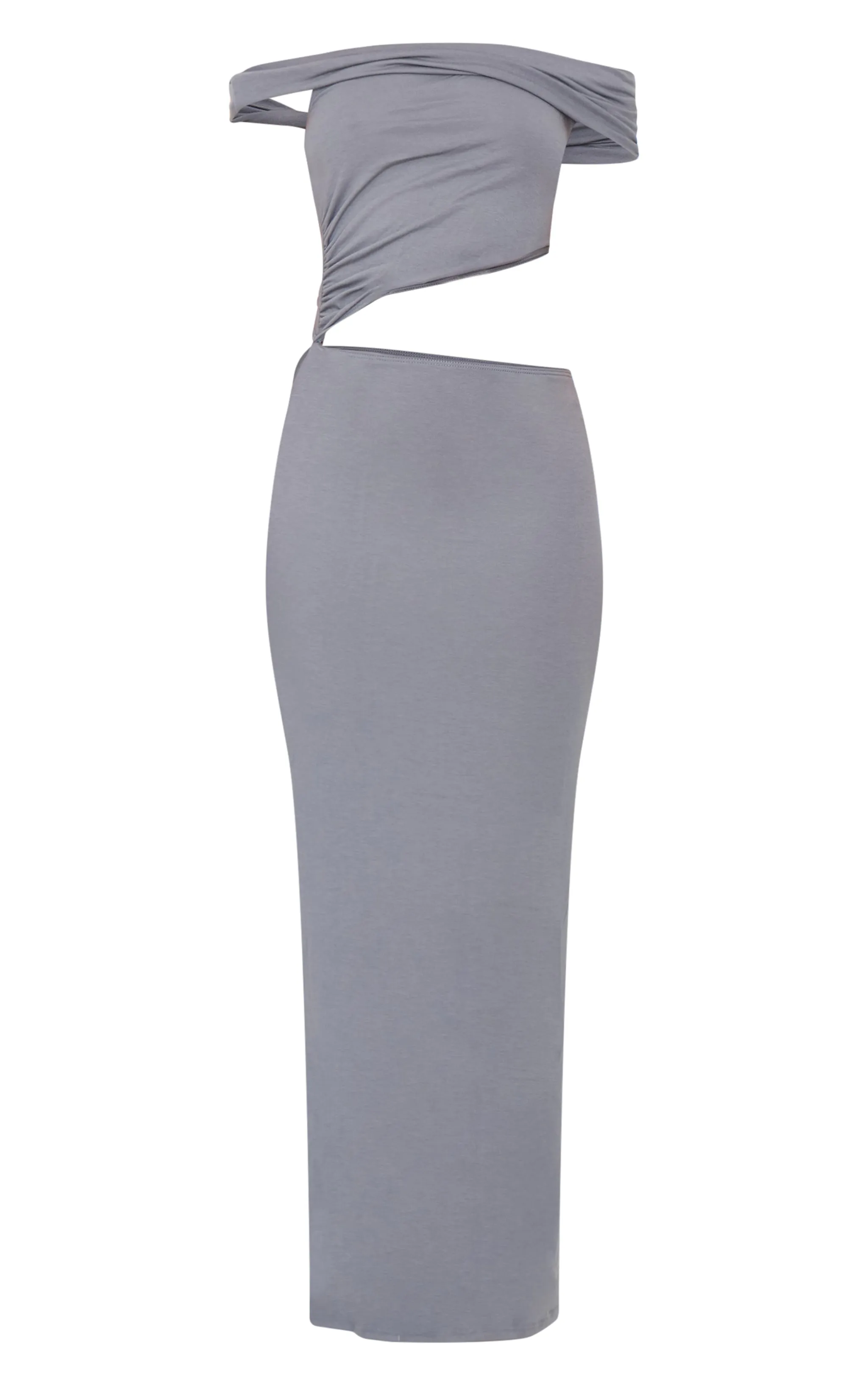 Charcoal Grey Soft Touch Bardot Cut Out Maxi Dress sold by Pretty Little Thing product image thumbnail 5