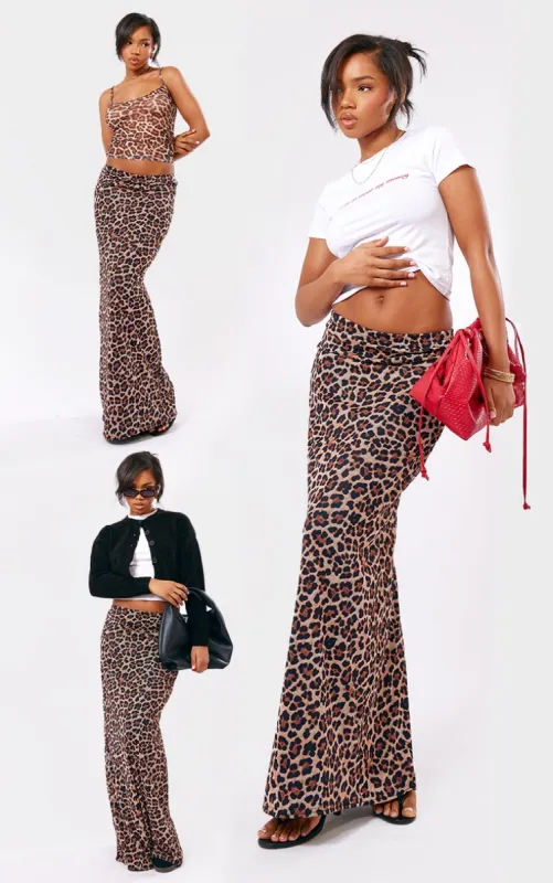 Leopard Printed Lined Mesh Maxi Skirt sold by Pretty Little Thing