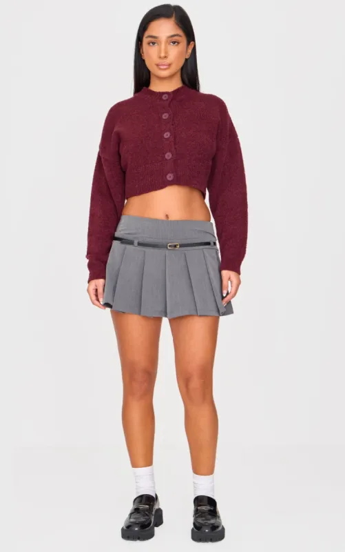 Petite Charcoal Pleated Belted Micro Mini Skirt sold by Pretty Little Thing
