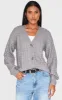 Charcoal Grey Marl Cable Knit Button Up Oversized Cardigan sold by Pretty Little Thing