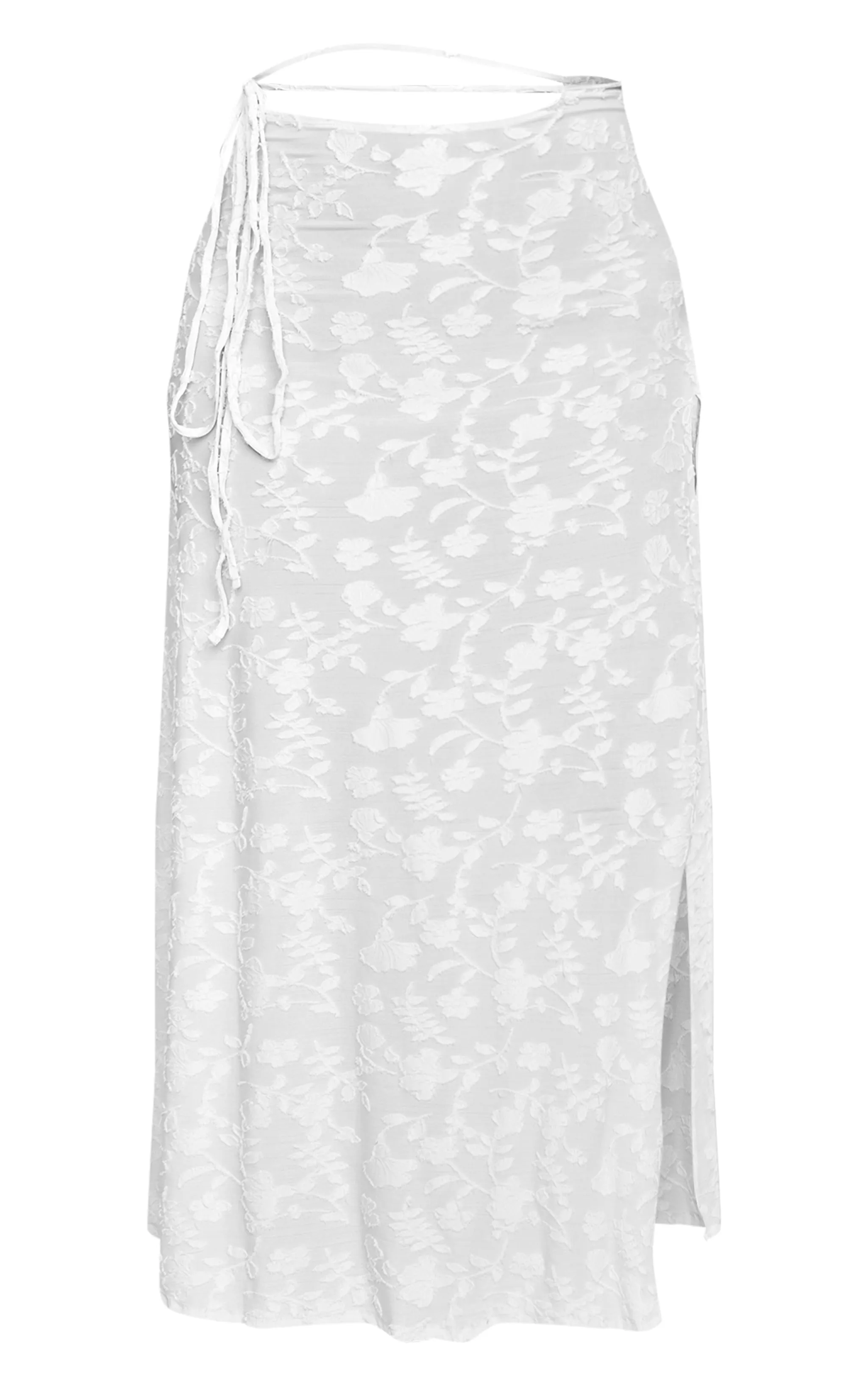 Plus White Textured Split Leg Maxi Skirt sold by Pretty Little Thing product image thumbnail 5