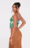 Blue Printed Textured Satin Tortoise Shell Detail Corset sold by Pretty Little Thing