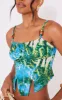 Blue Printed Textured Satin Tortoise Shell Detail Corset sold by Pretty Little Thing