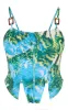 Blue Printed Textured Satin Tortoise Shell Detail Corset sold by Pretty Little Thing