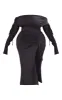 Plus Black Bardot Ruching Detail Midaxi Dress sold by Pretty Little Thing
