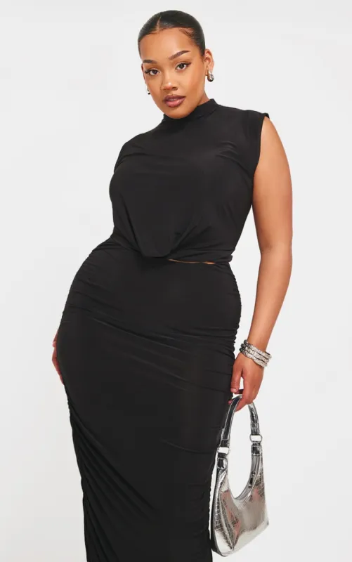 Plus Black High Neck Cropped Top sold by Pretty Little Thing