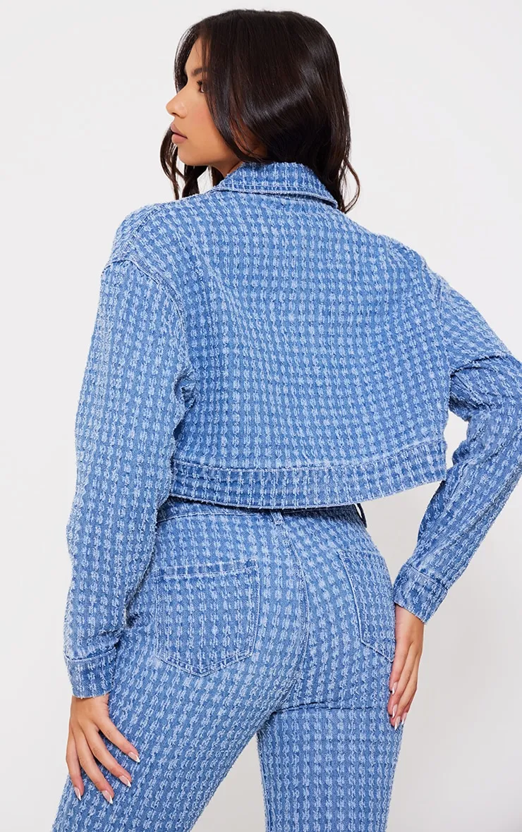 Light Blue Distressed Stripe Denim Jacket sold by Pretty Little Thing product image thumbnail 2