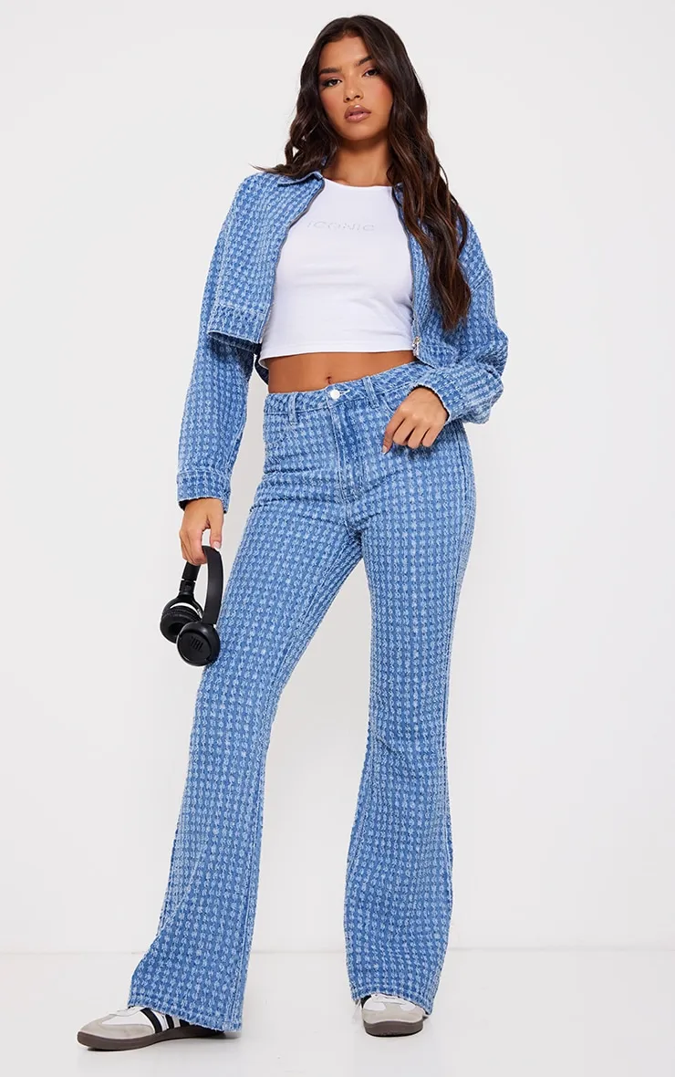 Light Blue Distressed Stripe Denim Jacket sold by Pretty Little Thing product image thumbnail 3