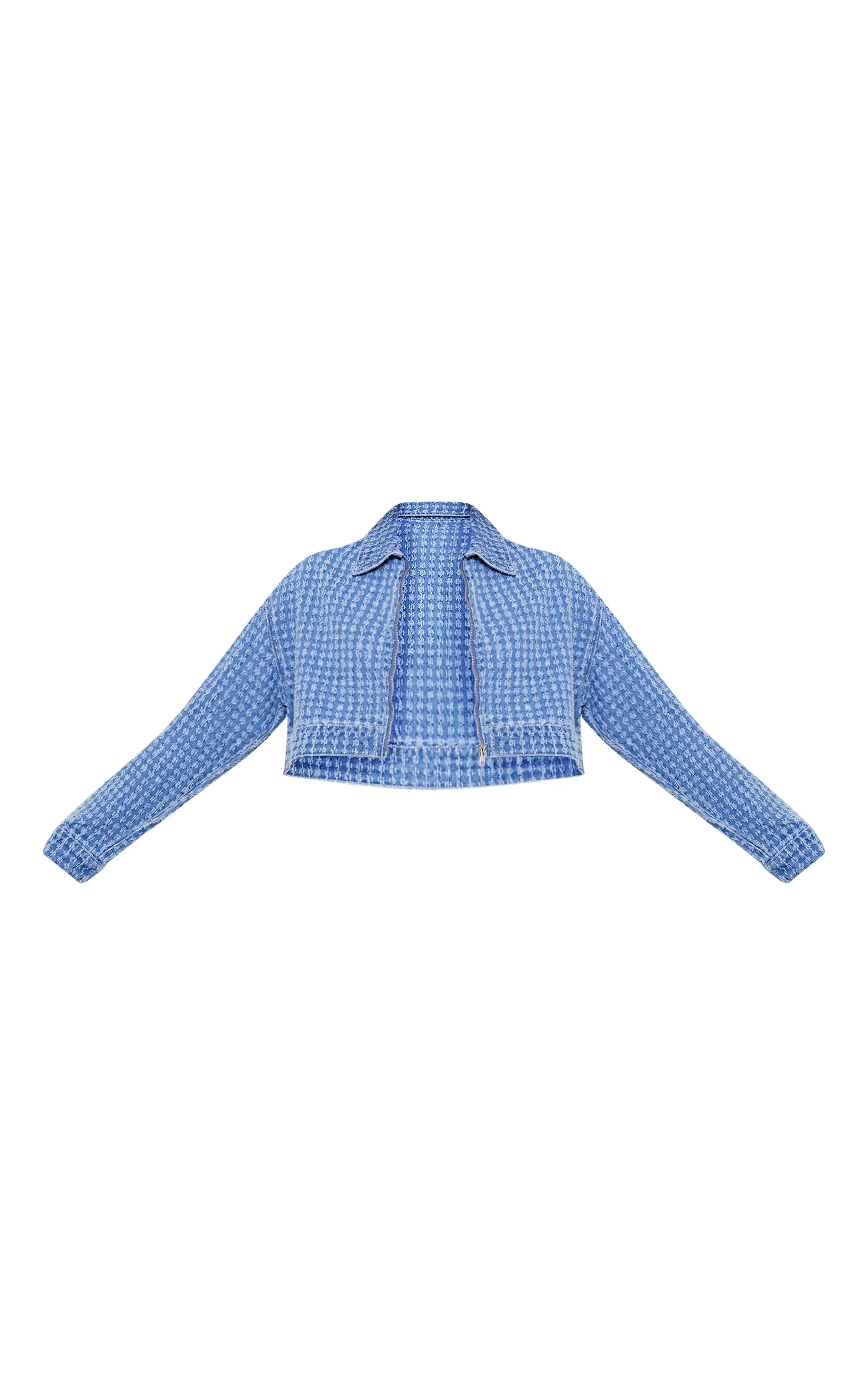 Light Blue Distressed Stripe Denim Jacket sold by Pretty Little Thing product image thumbnail 5